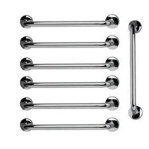 Barra de Apoio 60cm Aço Inox Kit 7 Unidades Segurança Banheiro Box Idoso Criança Cadeirante Gestante Acessibilidade Suporte Resistente