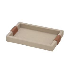 Bandeja Decorativa Retangular Mdf Bege 27cm