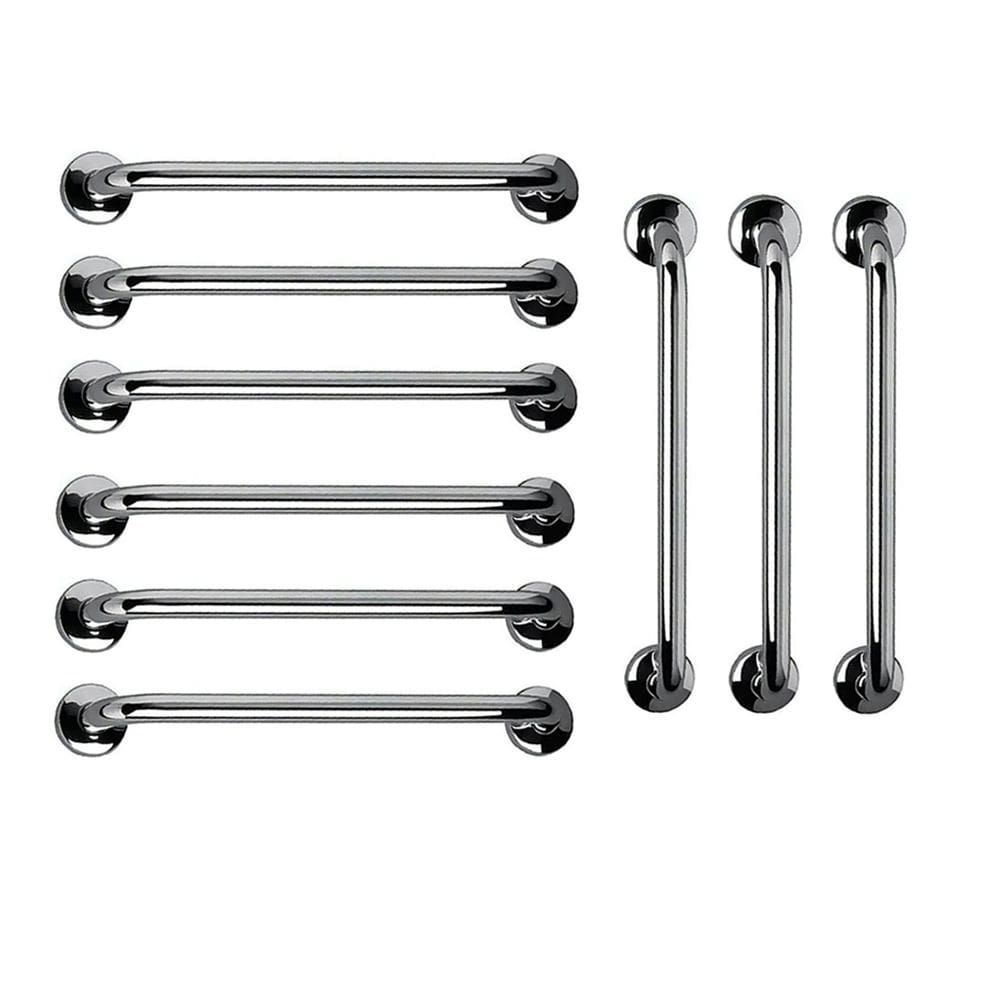 Barra de Apoio 60cm Aço Inox Kit 9 Unidades Suporte Idoso Gestante Criança Deficiente Segurança Banheiro Box Corrimao Acessibilidade Resistente