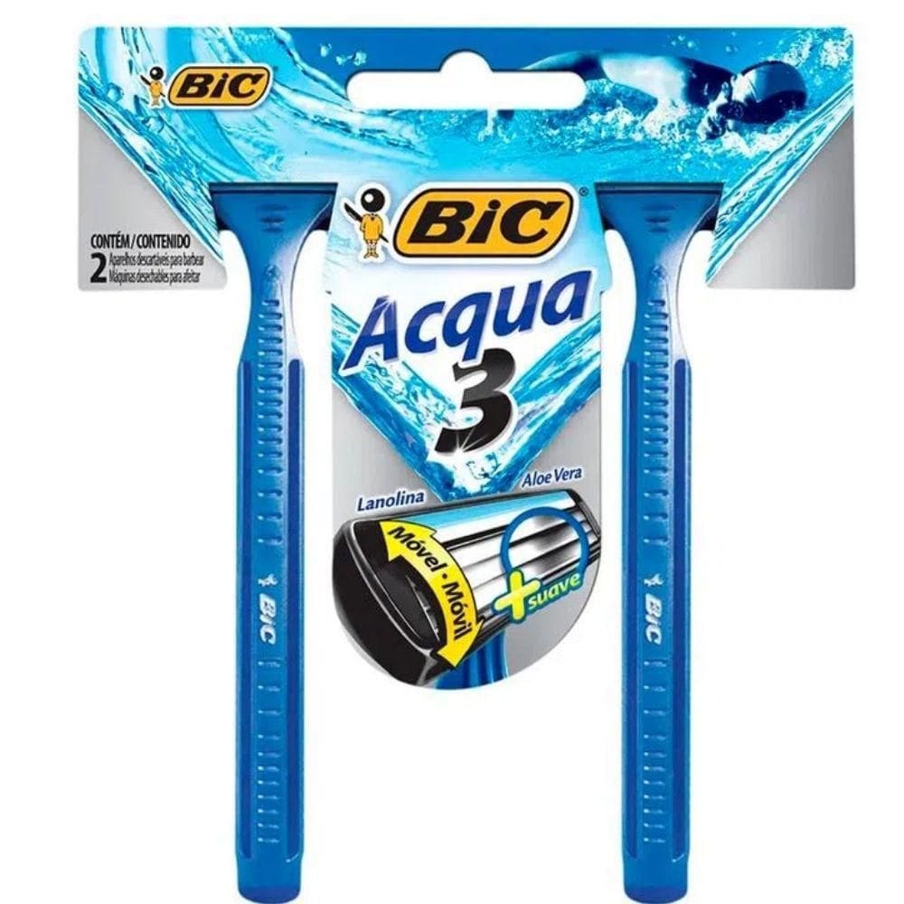 Bic Aparelho De Barbear Acqua 3 Azul Com 2 Unid