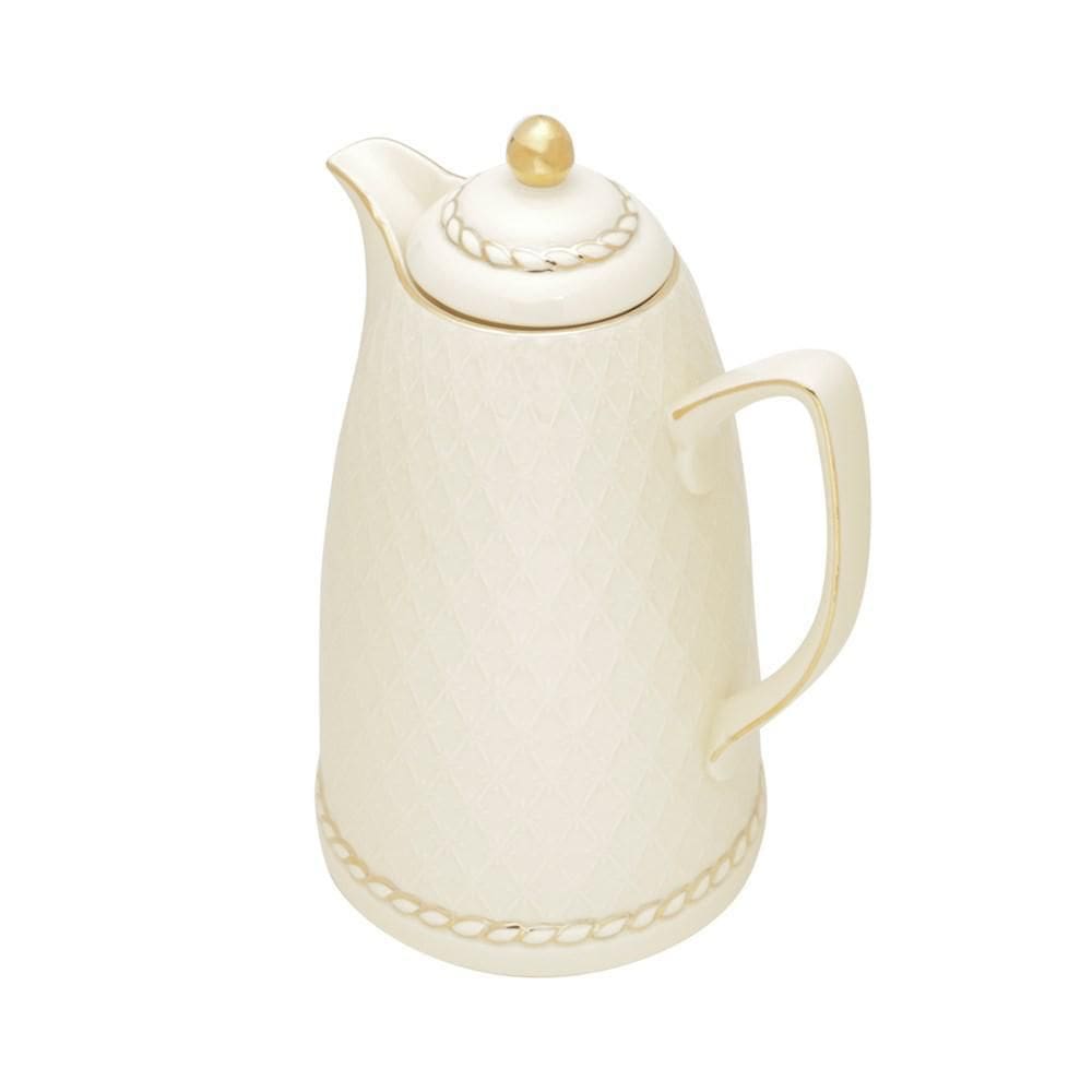 Garrafa Térmica De Porcelana 900Ml Renda Creme - Wolff