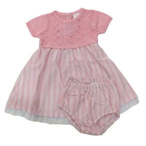 Vestido + calcinha Infantil Noruega com tricot Rosa