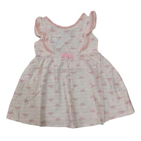 Vestido Infantil Noruega Off White com ursinhos rosa