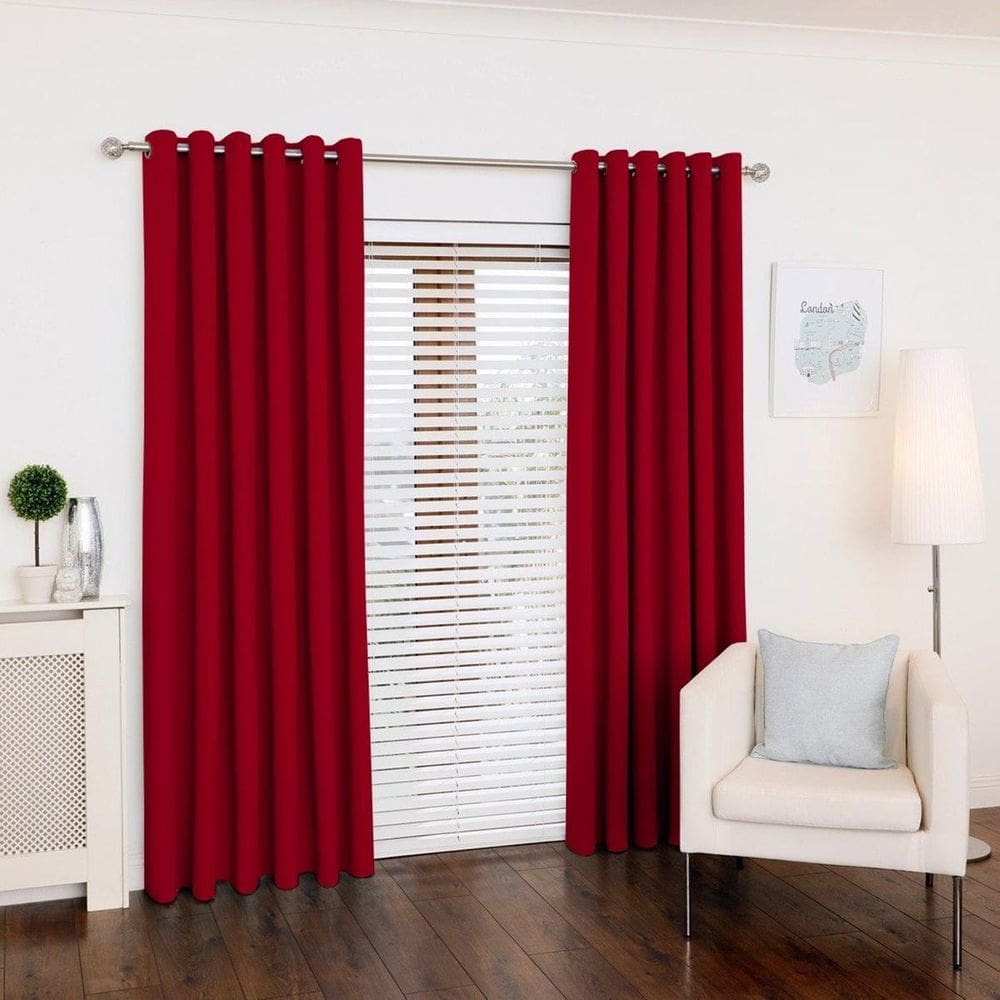 Cortina Lana Vermelha Oxford 300X180 Para Sala/Quarto
