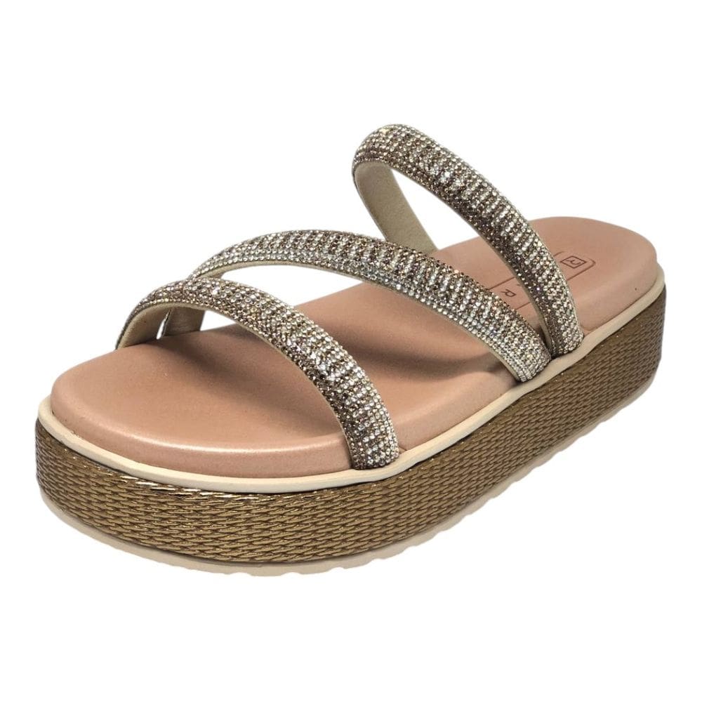 Chinelo Feminino Flatform Slip On Conforto Strass Ramarim