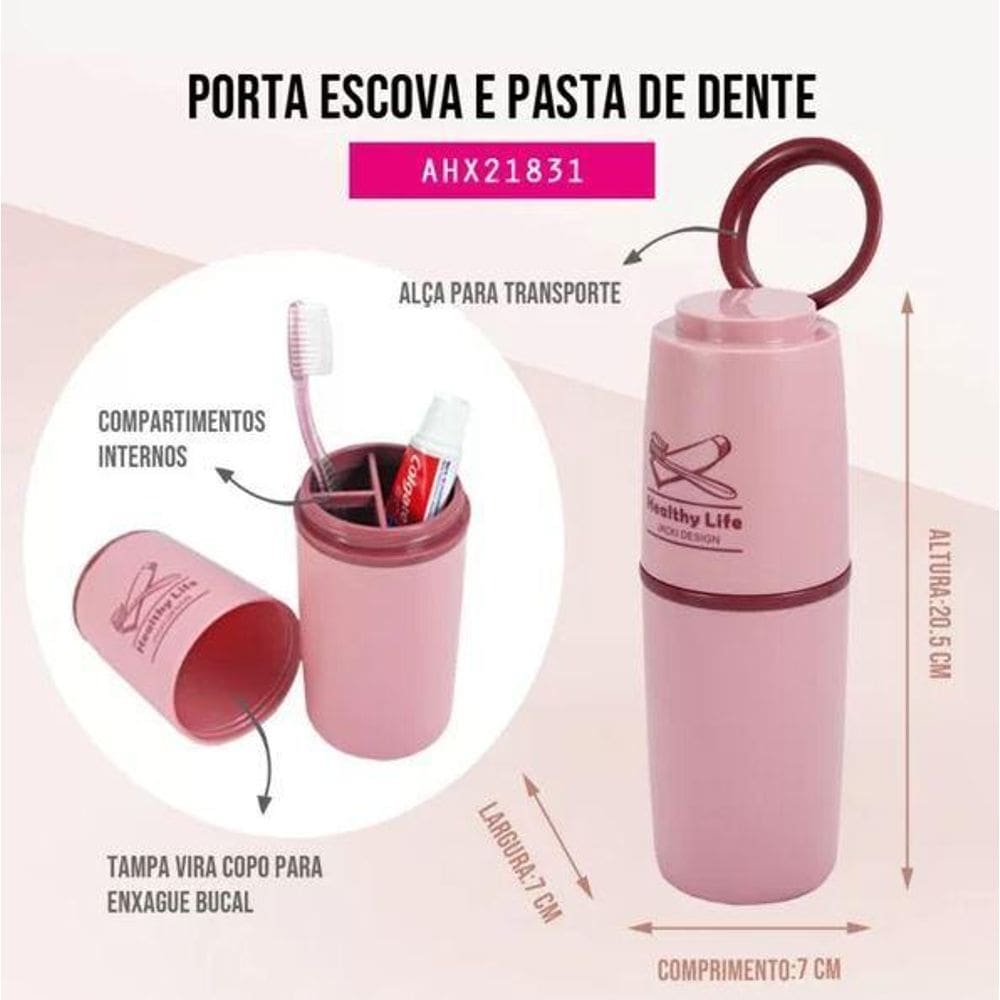 Porta Escova De Dentes Rosa 2