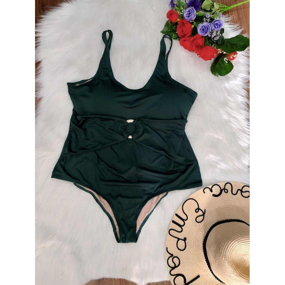 Maiô plus size com bojo - 48/50 - Verde Musgo