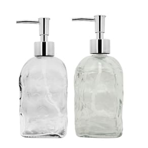Jogo Banheiro Porta Sabonete Líquido Vidro Clear 500ml 2 Unidades - Tuut