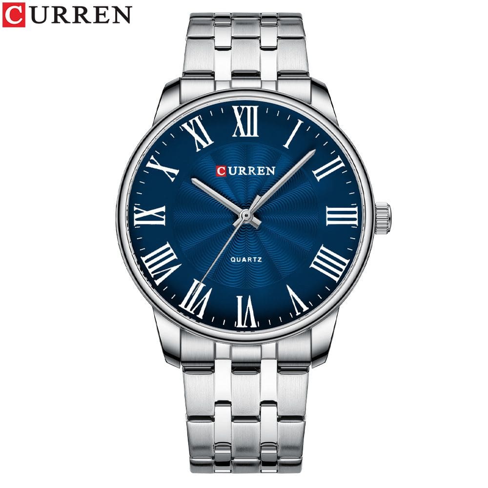 Relógio Curren 8422 azul e branco para homens à prova d`água 30m