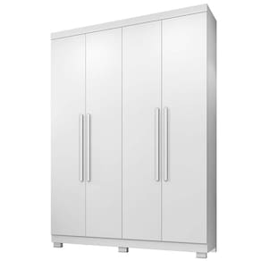 Guarda Roupa Solteiro 4 Portas 3 Gavetas New Master Benetil Móveis Branco