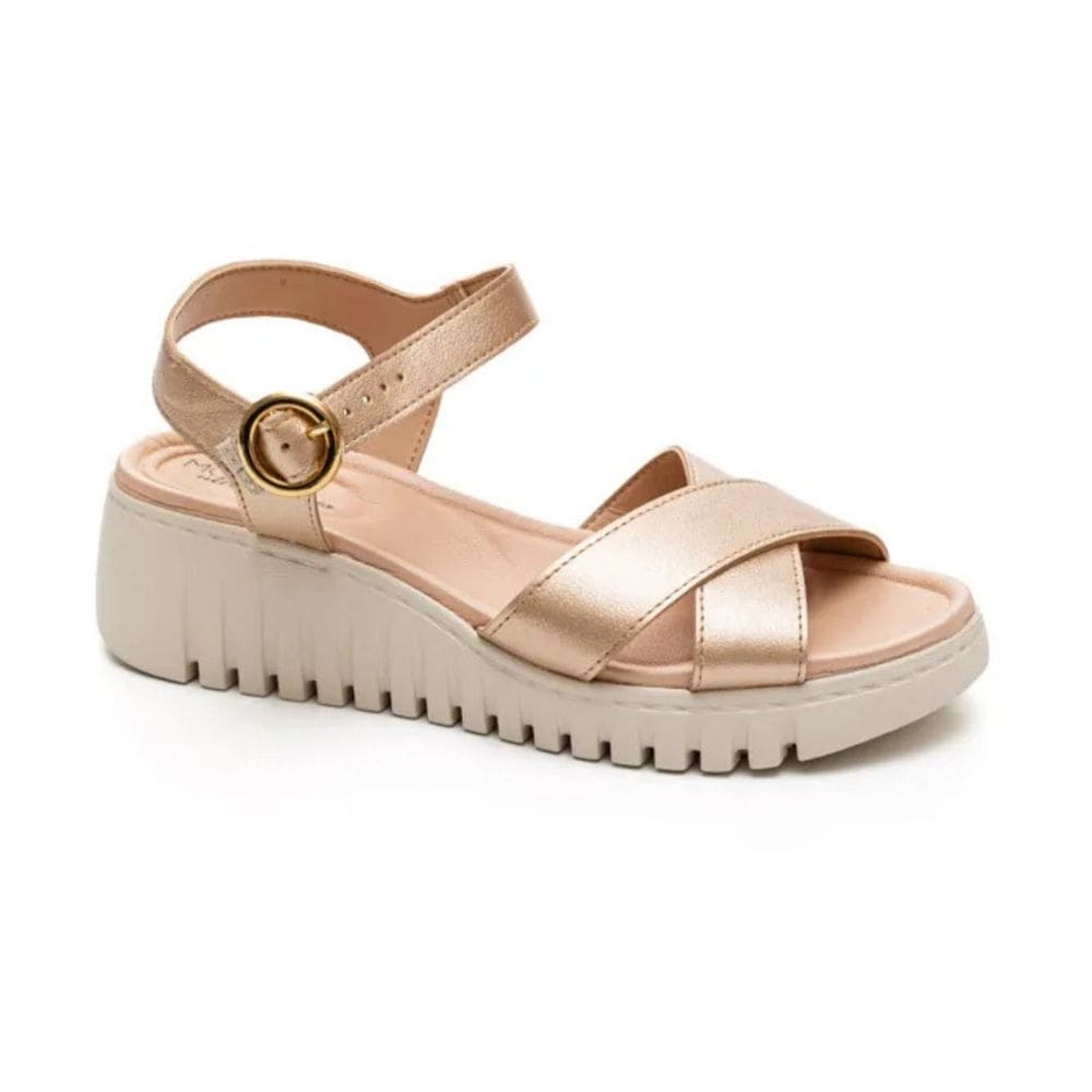 Sandália Feminina Modare Anabela Ultra Conforto Metalizada