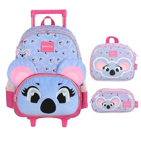 Kit Mochila Sem Alça Lancheira Estojo Luxcel Coala Lilás