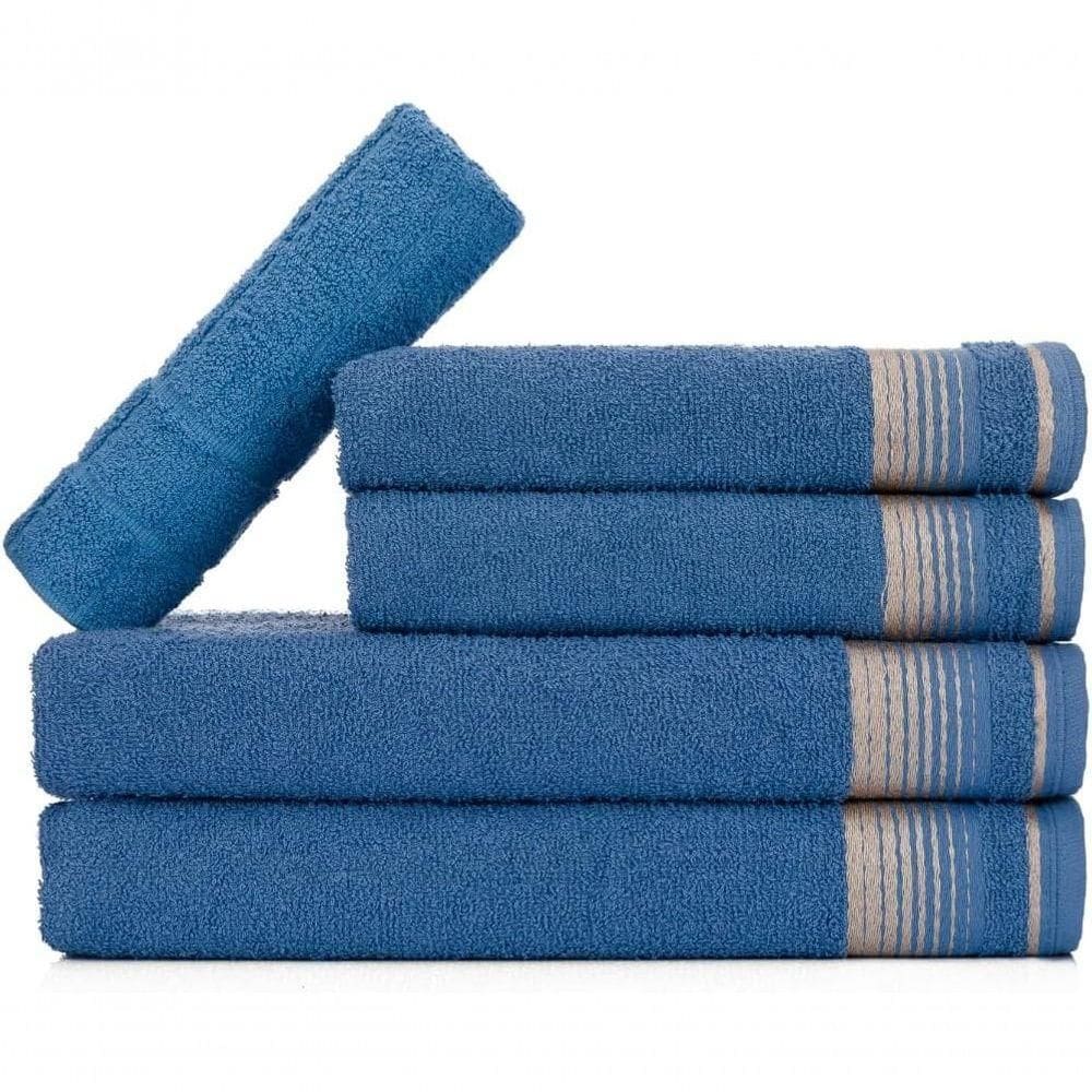 Jogo De Toalhas Luxury Soft Beka Banho + Rosto + 1 Piso Luxo Azul