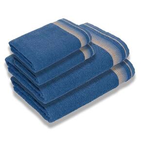 Kit 4 Toalhas Luxury Soft Beka Banho + Rosto Luxo Azul