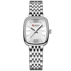 Relógio De Pulso Quartzo Feminino Design Elegante Strass Pulseira Em Aço Inoxidavel Branco
