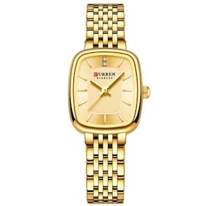 Relógio De Pulso Quartzo Feminino Design Elegante Strass Pulseira Em Aço Inoxidavel Dourado