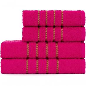 Jogo De Toalha Banho + Rosto Montreal 100% Algodão Alta Absorção - Rosa Pink