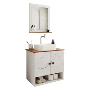 Gabinete Arm Banheiro Deli 2 Portas Com Cuba Oxford Branca Branco carrara nature