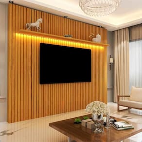 Painel Clean Nobre Para Tv Ripado Com Led 2,30m Naturale