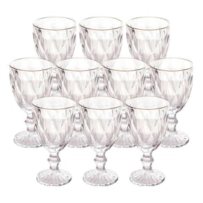 Jogo 10 Taças De Vidro Com Borda Dourada Diamond Cor Transparente água 300ml Class Home