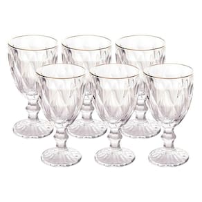 Jogo 6 Taças De Vidro Com Borda Dourada Diamond Cor Transparente água 300ml Class Home