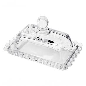 Manteigueira Cristal G 17 Cm X 10,5 Cm X 10 Cm Pearl Bolinha Wolff Transparente