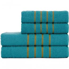 Jogo De Toalha Montreal Banho + Rosto Dourado 100% Algodão Alta Absorção Verde Jade