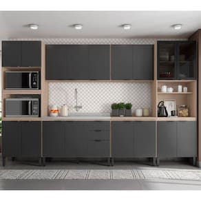 Cozinha Modular Com 6 Peças Sem Tampo Firenze Composição Fmt006 Avena Touch/grafito - Demóbile