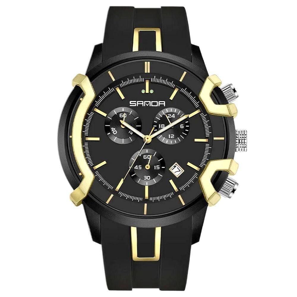 Relógio De Quartzo Masculino Design Esportivo Criativo à Prova D `água Amarelo