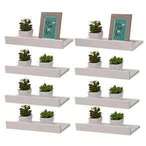 Kit 8 Prateleiras Porta Quadros 40 X 10cm Branca Suporte Invisível