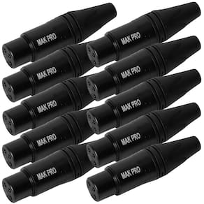 Kit C/ 10 Conectores Xlr Fêmea Preto Mak Pro Mk-Xlr-Fec