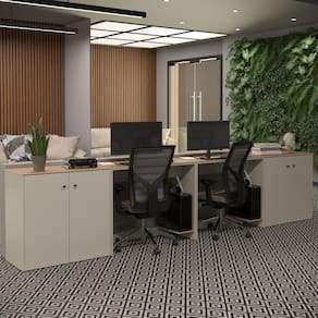 Conjunto de Escritório 4 Peças Smart Office 2 Mesas e 2 Aparador Buffet