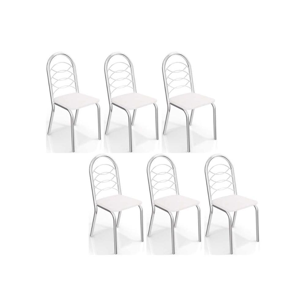 Cadeira Sala de Jantar Holanda C009 Kit 6 Un Cromada/Branco 106 - Kappesberg