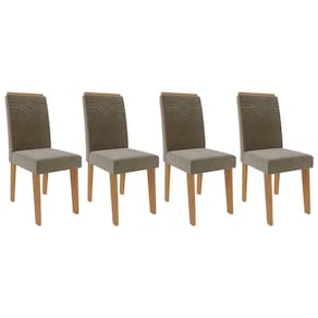 Cadeira Sala de Jantar Taís Kit 4 Un Nature/Suede Joli Chocolate - Cimol