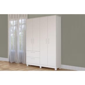 Guarda Roupa 4 Portas Jujuba c/ e 2 Gavetas Branco - Permóbili Baby