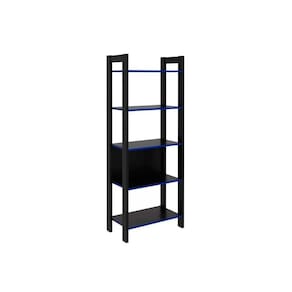 Estante Livreiro Casal ME4166 c/ 5 Prateleiras Preto/Azul - Tecno Mobili
