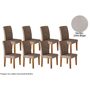 Conjunto: Mesa Sala Jantar Jade Kit 8 Un Imbuia/Bege Turim - Rufato