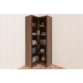 Estante Livreiro Solteiro ME4132 de Canto c/ 4 Prateleiras Nogal - Tecno Mobili