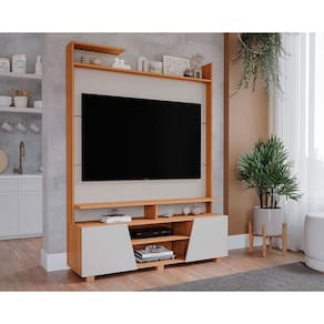 Home p/ TV até 55 Pol Master c/ 2 Prateleiras e Pés 135x183cm Off White/Nature - Permóbili