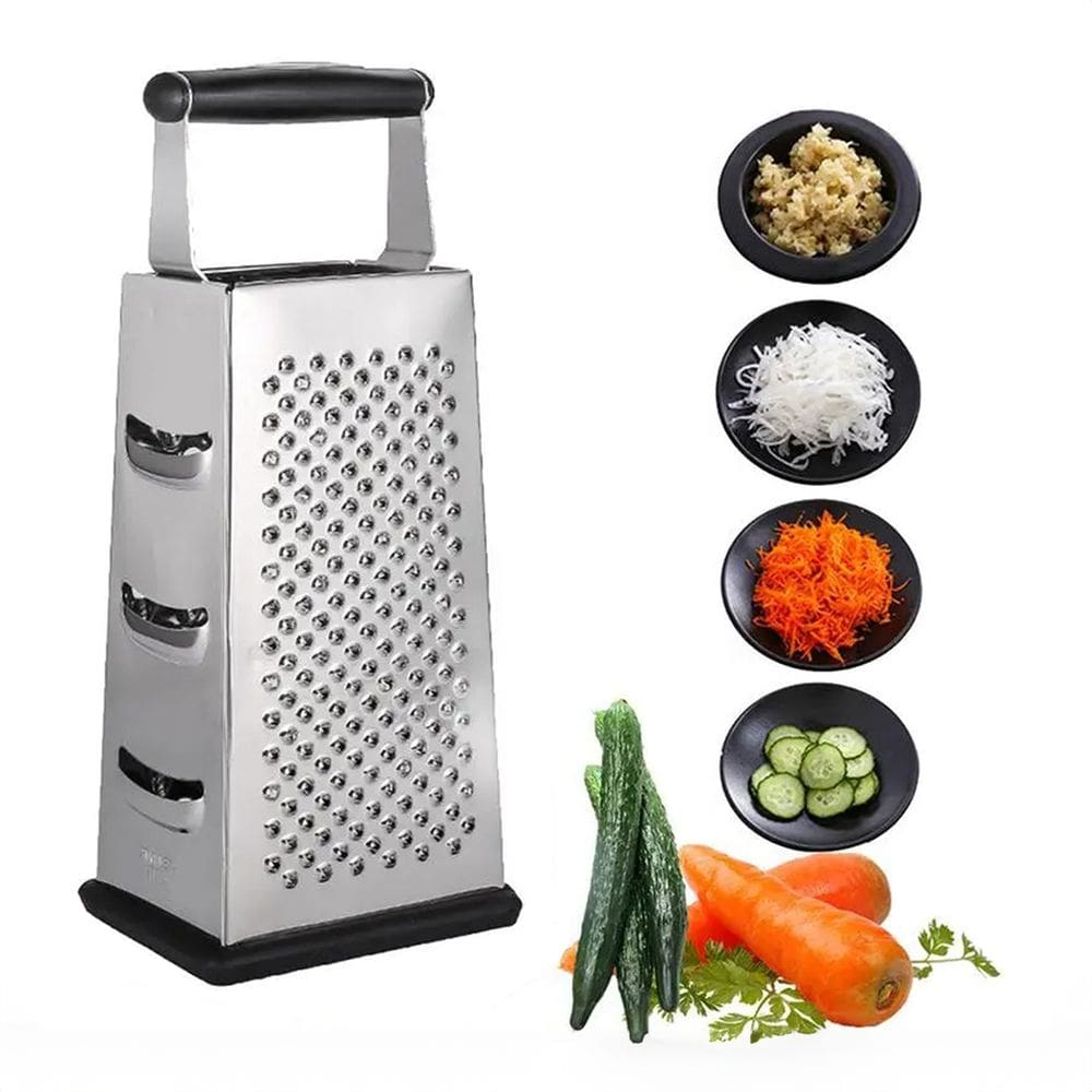 Ralador Fatiador Inox 4 em 1 C/ Alça Cozinha Legumes
