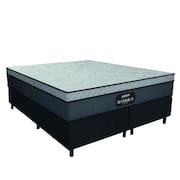 Cama Box Casal Queen Colchão Gazin Maximus Molas Ensacadas 158x198x62cm Cinza / Preto - Suporta até 120Kg por Pessoa