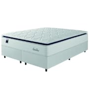 Cama Box Casal Queen Colchão Molas Ensacadas Com Pillow Sevilha 158x198x71cm Branco/Cinza Hellen