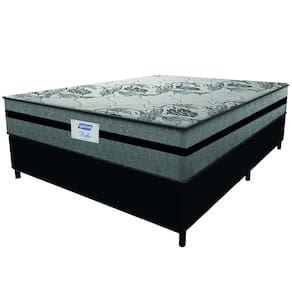 Cama Box Casal Queen Colchão Gazin Com Molas Ensacadas Rubi 158x198x70cm Suede Preto/Cinza