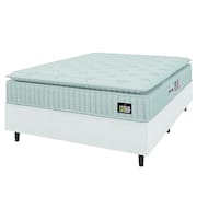Cama Box Casal Queen Colchão Espuma D33 Pillow Top Van Gogh 158x198x67cm Branco Hellen