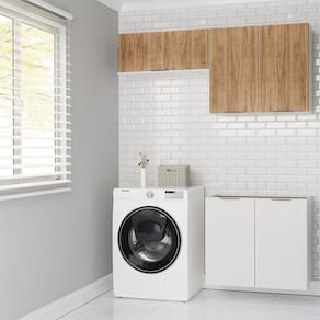 Lavanderia Modulada 3 Peças sem Tampo sem Rodapé Ipanema Cabecasa Madeiramadeira Branco/Acácia