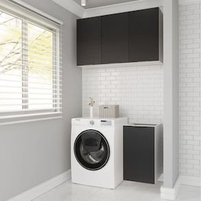 Lavanderia Modulada 2 Peças sem Tampo sem Rodapé Ipanema Cabecasa Madeiramadeira Grafite Trama