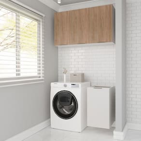 Lavanderia Modulada 2 Peças sem Tampo sem Rodapé Ipanema Cabecasa Madeiramadeira Branco/Acácia