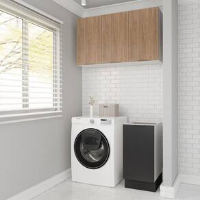 Lavanderia Modulada 2 Peças sem Tampo com Rodapé Ipanema Cabecasa Madeiramadeira Grafite Trama/Acácia