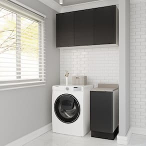 Lavanderia Modulada 2 Peças 1 Armário Aéreo 3 Portas 1 Balcão Ipanema Cabecasa Madeiramadeira Grafite Trama
