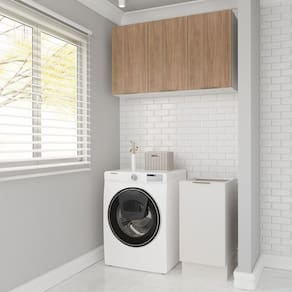 Lavanderia Modulada 2 Peças sem Tampo com Rodapé Ipanema Cabecasa Madeiramadeira Branco/Acácia